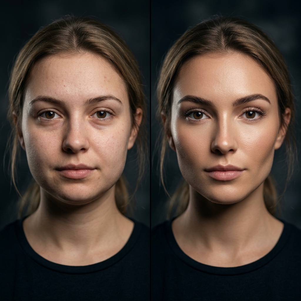 Face comparison before and after the Bapcare plan